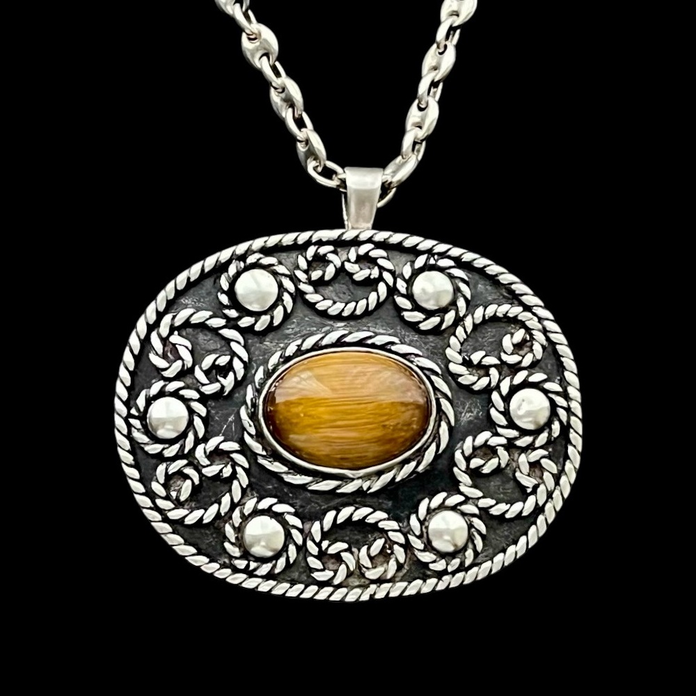 🔴SALE🔴 Vintage Los Ballesteros sterling silver tigers eye pendant